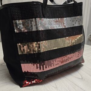 Victoria's Secret NWT XL Sequin Tote Bag - Black, Gold, Pink, Red